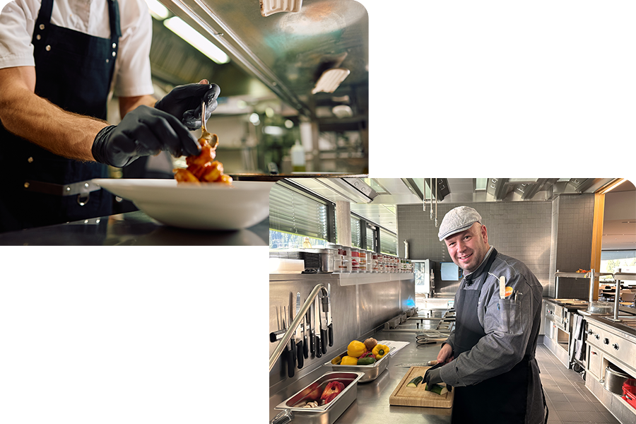 Tony jobbar på restaurang