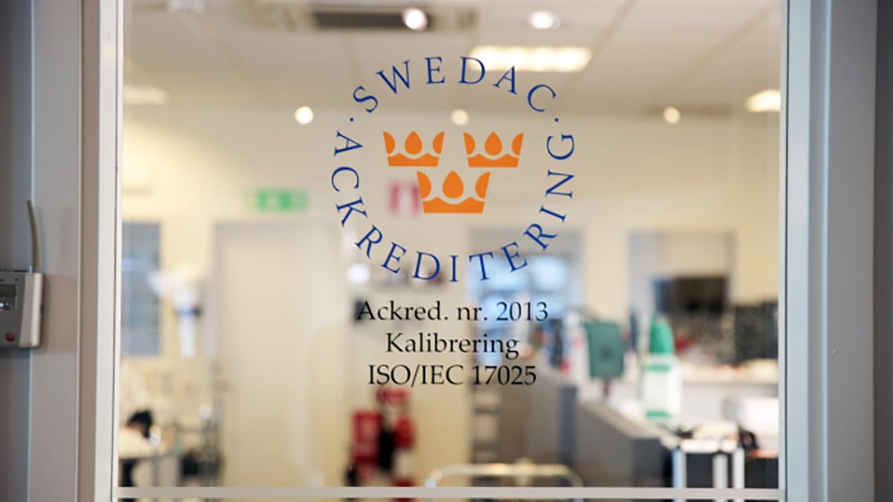 Uppdaterat ackrediteringscertifikat från Swedac